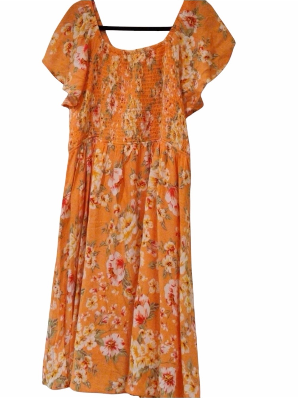 white birch Orange Floral Midi Dress